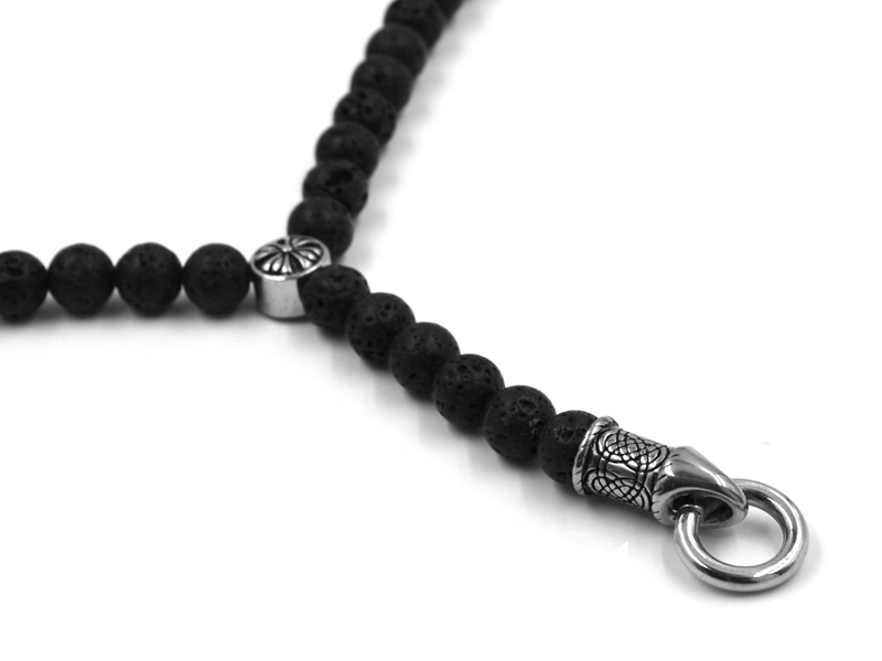 Lavakette mit Edelstahlbeads