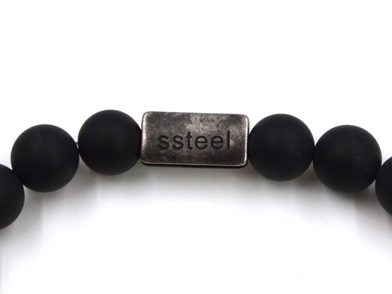 Onyxarmband mit Edelstahlbeads