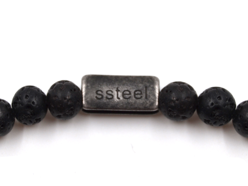 Lavararmband mit Edelstahlbeads