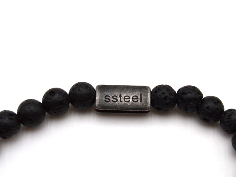 Lavararmband mit Edelstahlbeads