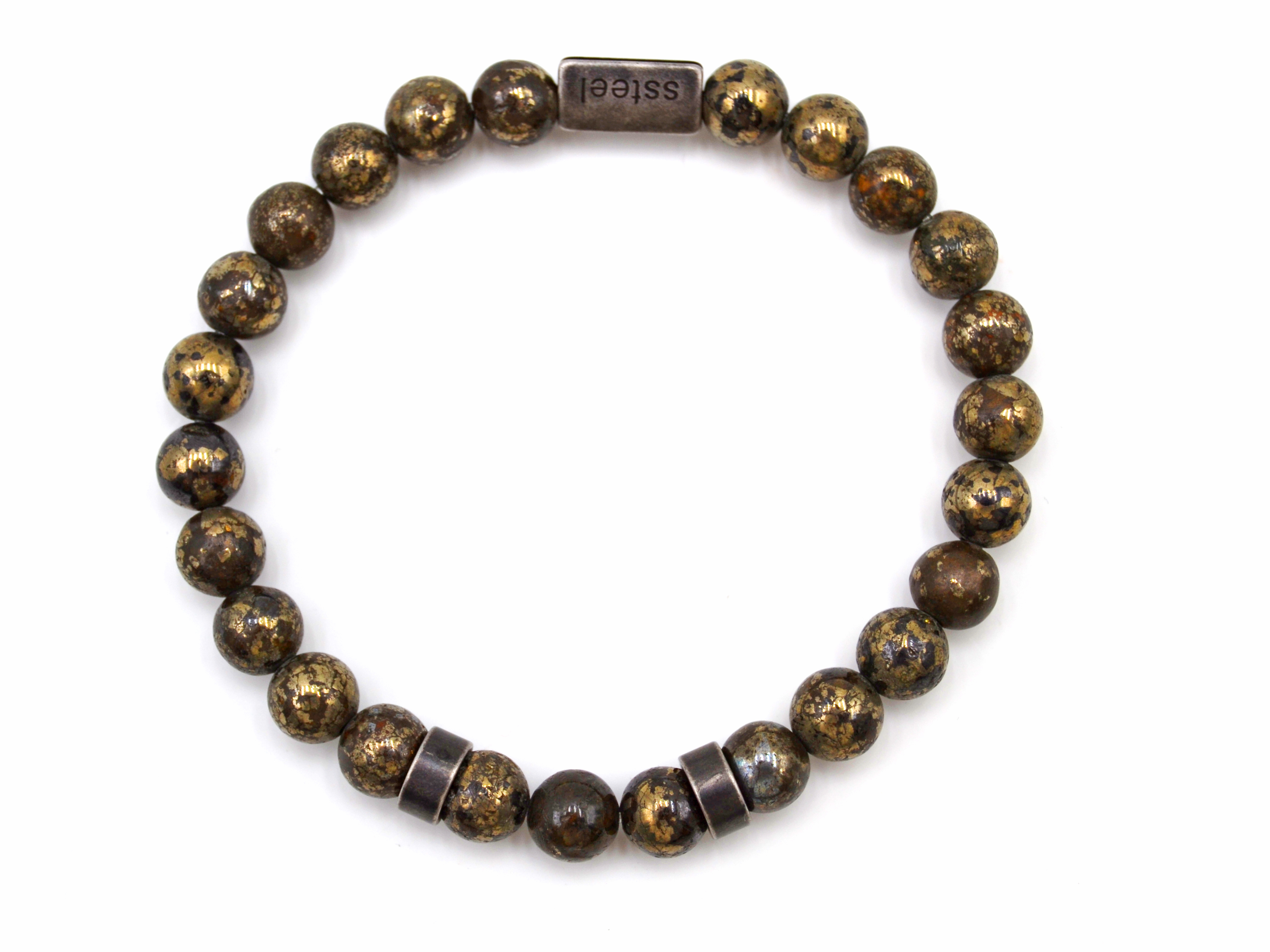 Hämatit Armband mit Edelstahl Beads (ca. 23cm)