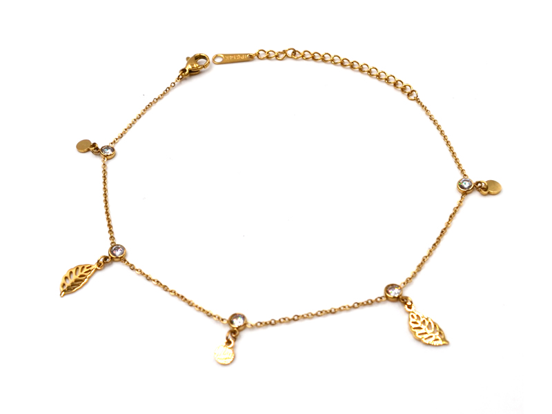 EDELSTAHLFUSSKETTE MIT BLATT