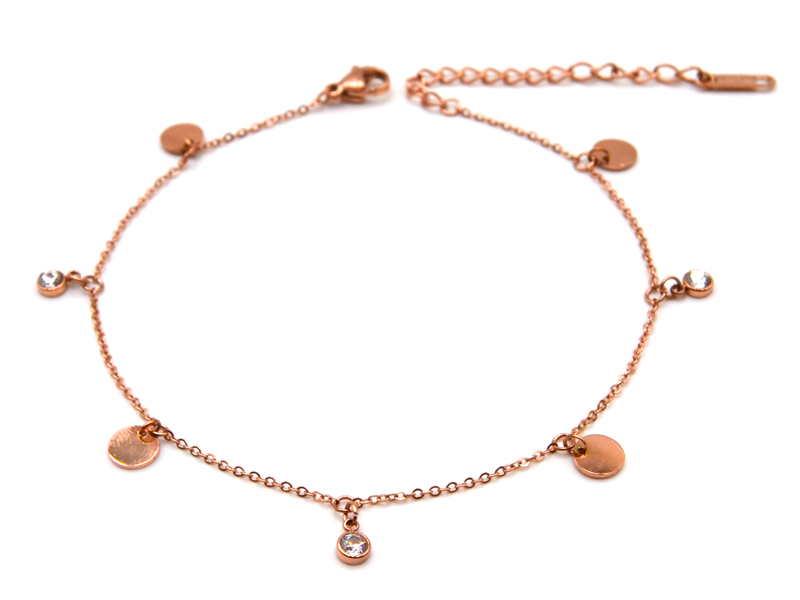 Edelstahlfusskette mit Coin