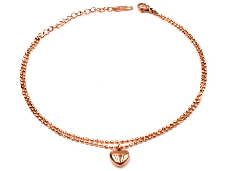 Edelstahlfusskette mit Herzen