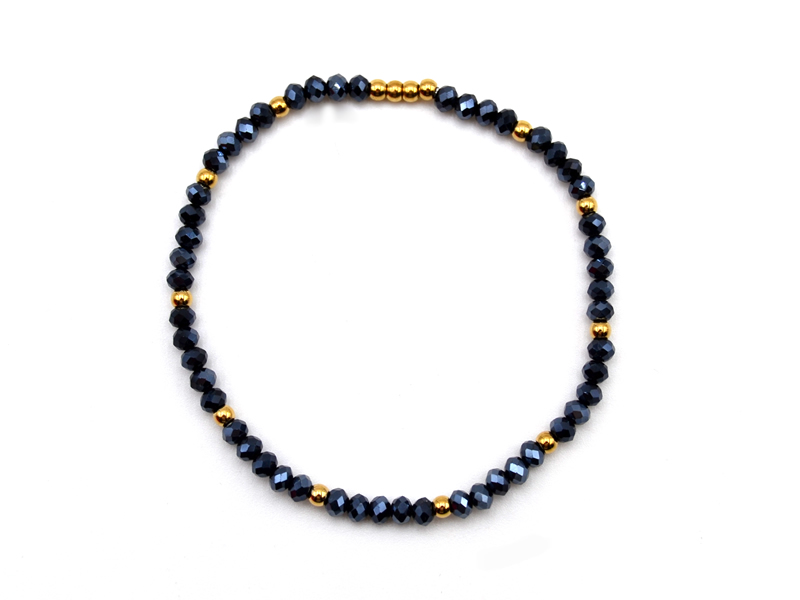 Echtsteinarmband mit Edelstahl Beads