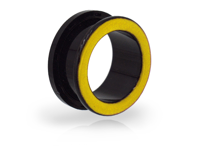 BLACK ACRYLIC FLESH TUNNELS WITH ENAMEL (3-12MM)