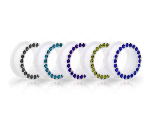 WHITE ACRYLIC JEWELLED FLESH TUNNELS