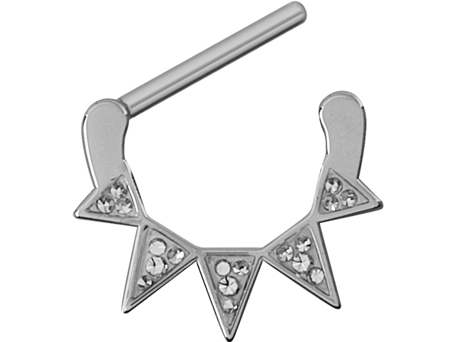 SS316L JEWELLED NIPPLE CLICKER CRYSTAL SPIKES (GLOSS FINISH)