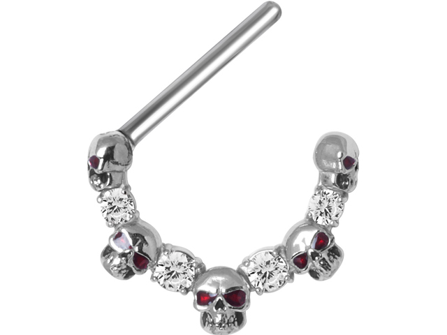 SS316L JEWELLED NIPPLE CLICKER SHIELD (SKULL CZ SETTING)