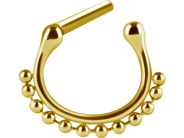SS316L GOLD PVD SEPTUM CLICKER RING (BALL CHAIN)