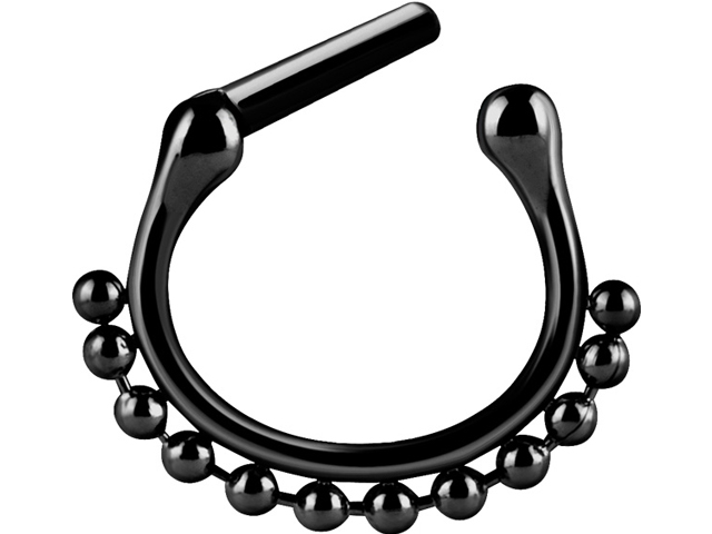SS316L BLACK PVD STEEL SEPTUM CLICKER (BALL CHAIN)