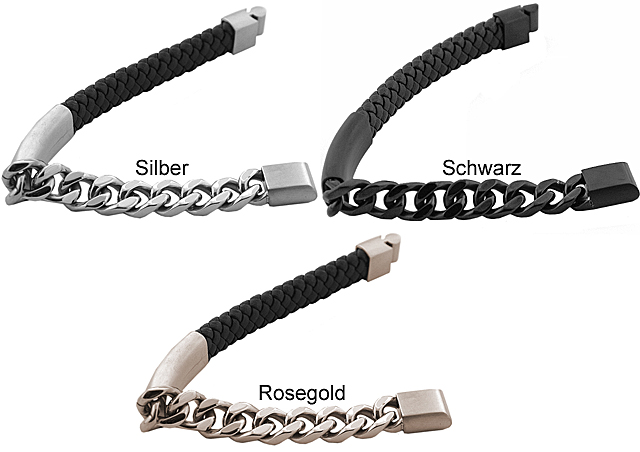 LEDER-EDELSTAHLARMBAND "DEXTER"