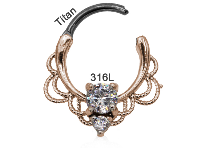 316L SEPTUM CLICKER ROPE DESIGN ZIRCONIA ROSEGOLD