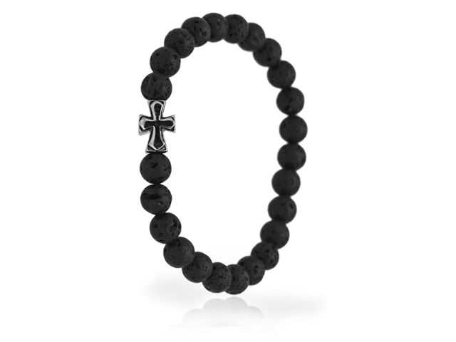 Onyxarmband mit Edelstahlkreuz