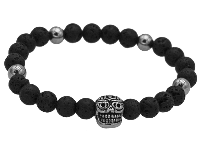 Onyxarmband mit Edelstahlbeats "Skull"