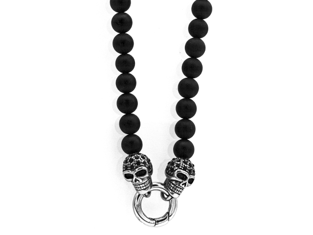 Edelstahlkette mit Onyxballs "Mexican Skulls"