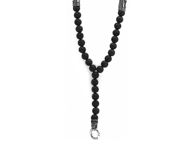 Lavaballkette "Cross" mit Edelstahlbeads