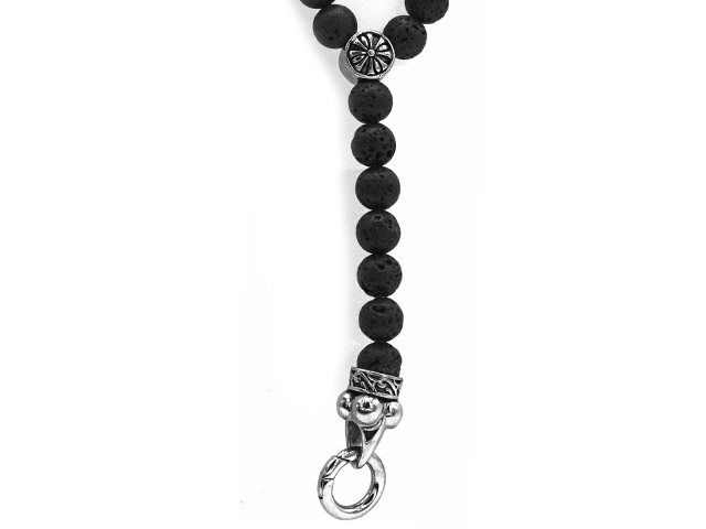 Lavaballkette "Kreuz" mit Edelstahlbeads