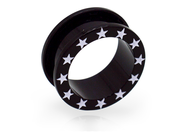 BLACK ACRYLIC STAR FLESH TUNNELS (14,16,18,20,22,24MM)