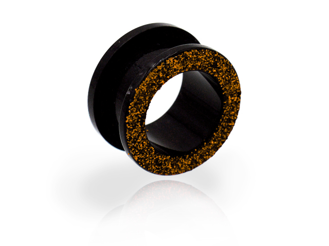 BLACK ACRYLIC FLESH TUNNELS WITH GLITTER (3-16MM)