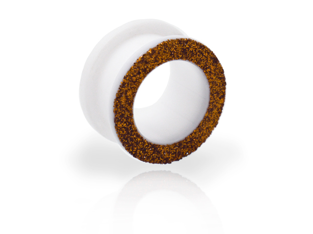 WHITE ACRYLIC FLESH TUNNELS WITH GLITTER (3-16MM)