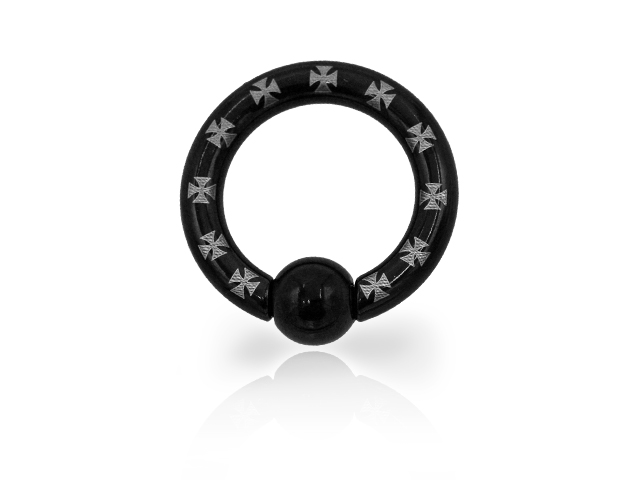 BIG BLACK BCR CLOSURE RING WITH IRON CROSS