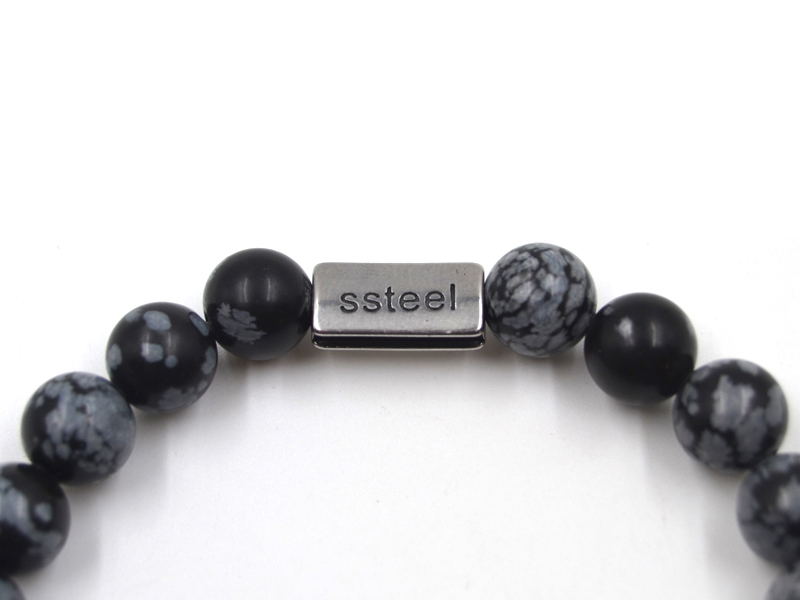 Edelstahlarmband Schneeflocken Obsidian (Star)