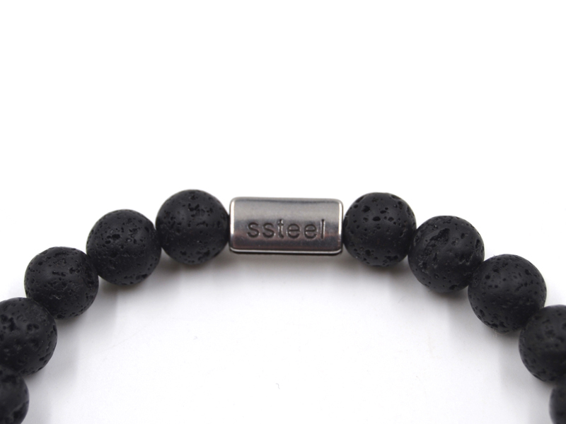 Lavaarmband mit Edelstahl "Wolf"