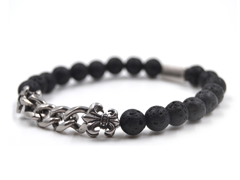 Edelstahlarmband Lavastein (Lilie)