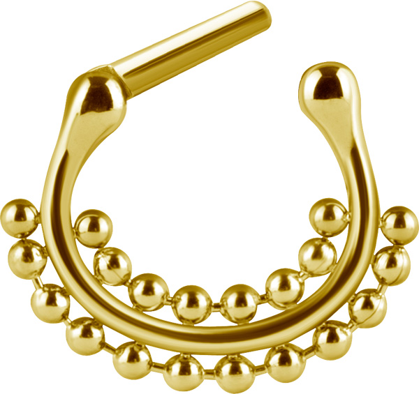 SS316L GOLD PVD SEPTUM CLICKER RING (BALL CHAIN)