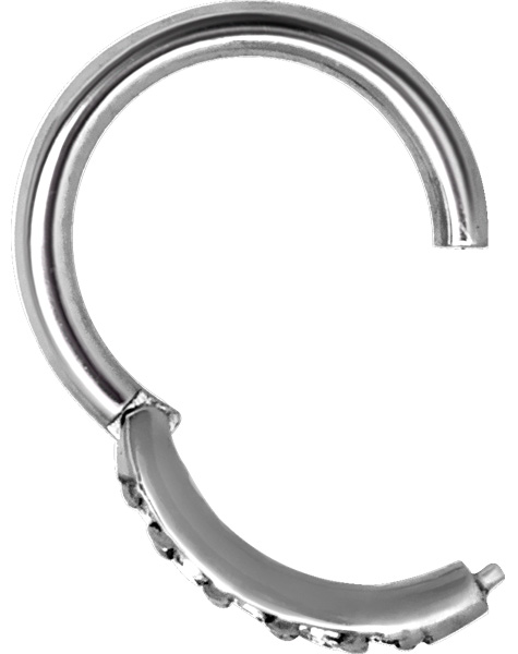 SS316L JEWELLED HINGED RING W. SWAROVSKI ZIRCONIA (PAVE SETTING)