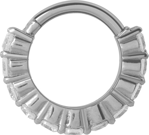 SS316L JEWELLED HINGED RING (PRONG SETTING W.CZ)