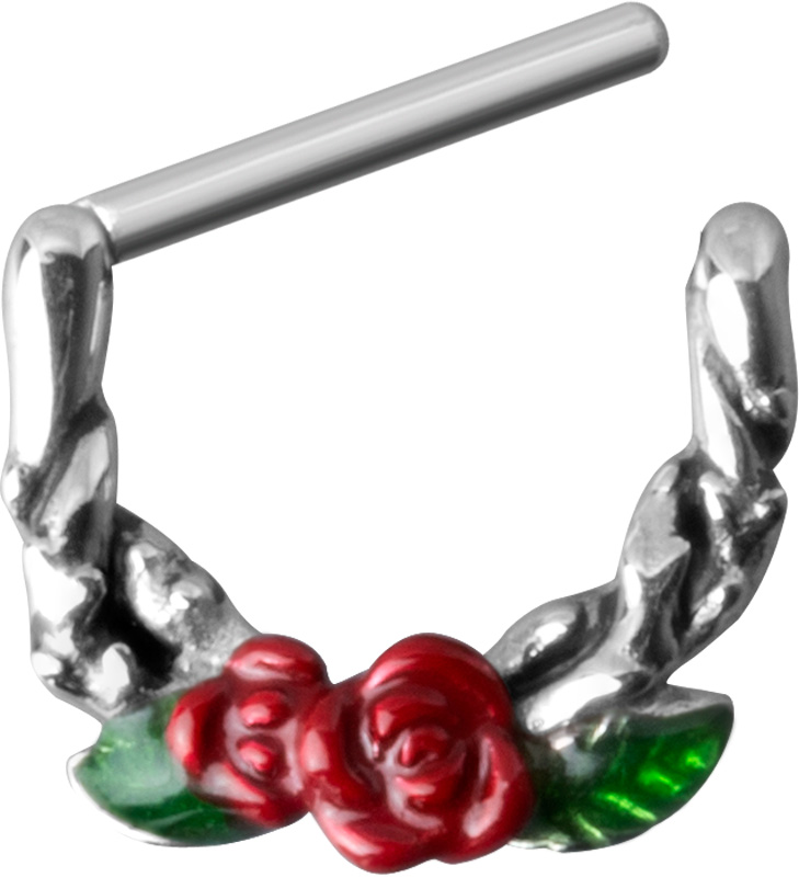 SS316L CASTING NIPPLE CLICKER SHIELD ( ENAMEL ROSES )