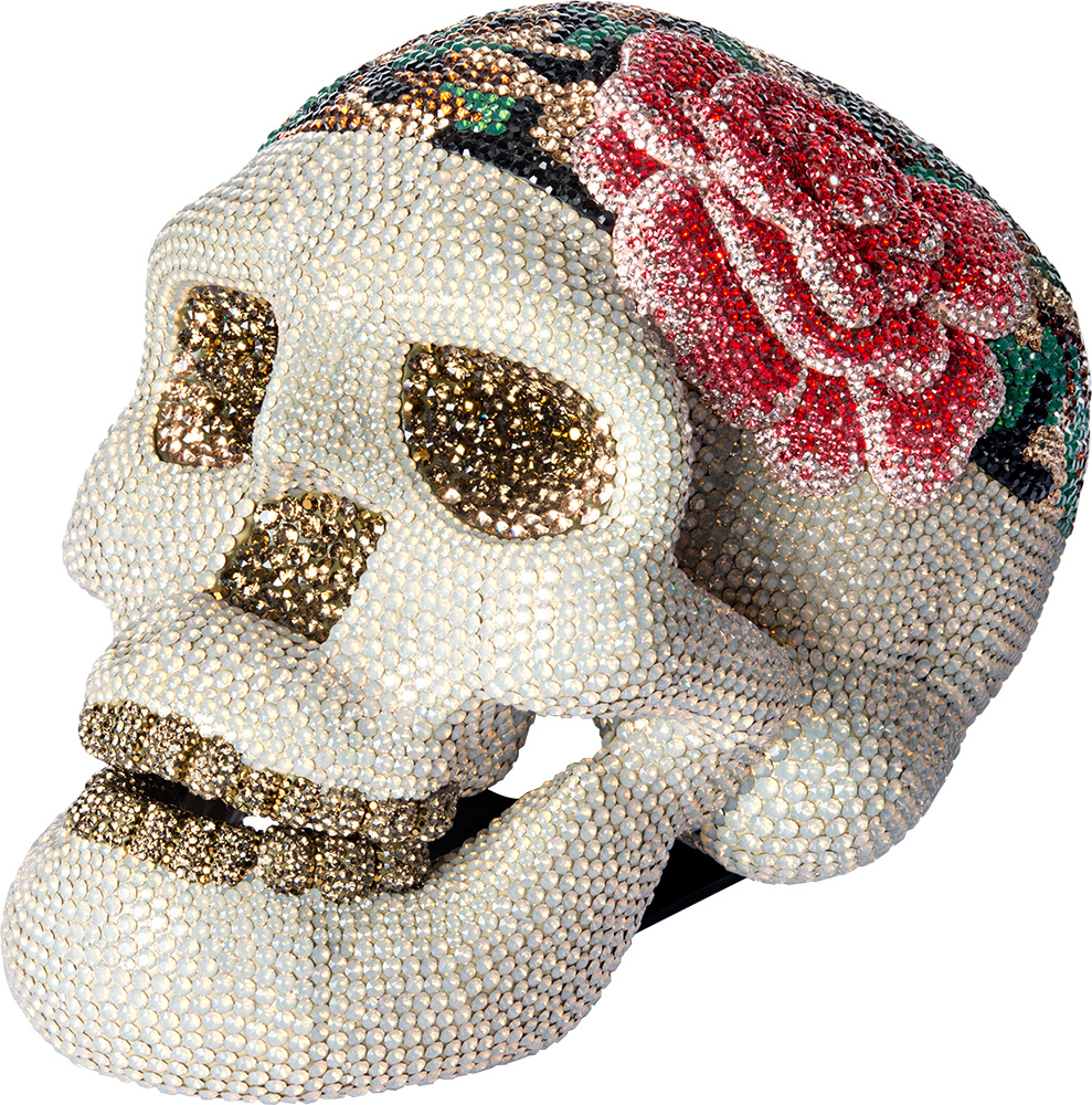 CRYSTAL SKULL SHOWPIECE (CAMOUFLAGE AND ROSE)