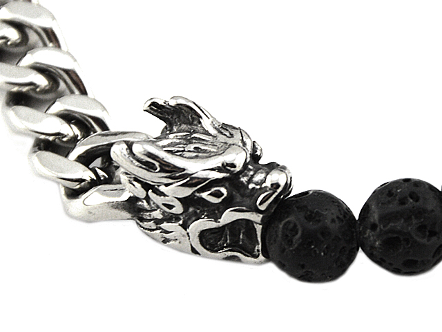 Lavaarmband mit Edelstahl "Dragon"