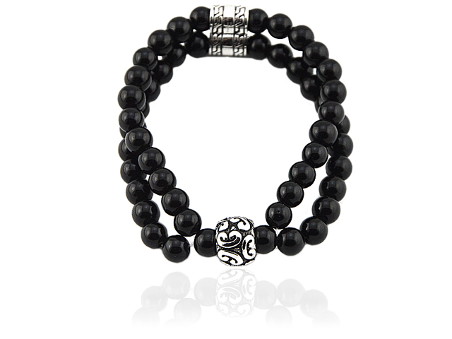 Onyxarmband mit Edelstahlbeads