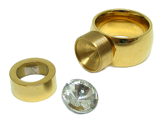 Edelstahlring PVD Gold"austauschbarer Stein"