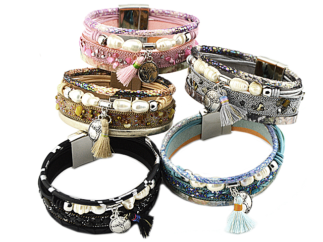 Lederarmband mit Süßwasserperlen "Rieke"