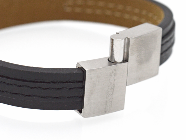 Lederarmband "Rick" mit Edelstahl