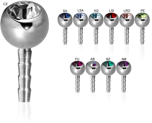 BIOPLAST INTERNAL EYEBROW STUDS W. SS316L JEWELLED BALLS