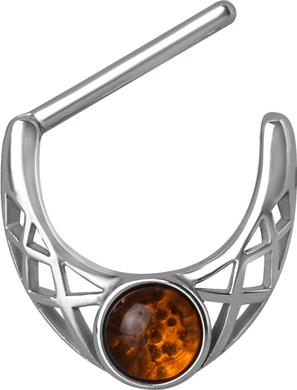 SS316L JEWELLED NIPPLE CLICKER SHIELD (FILIGREE & CABOCHON)