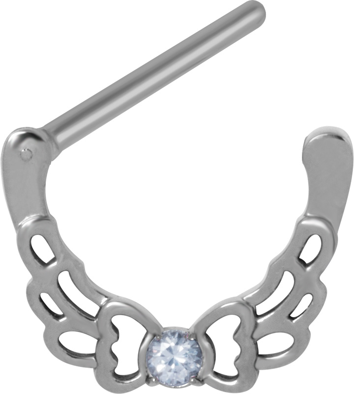 SS316L JEWELLED NIPPLE CLICKER SHIELD ( FILIGREE CUBIC BUTTERFLY