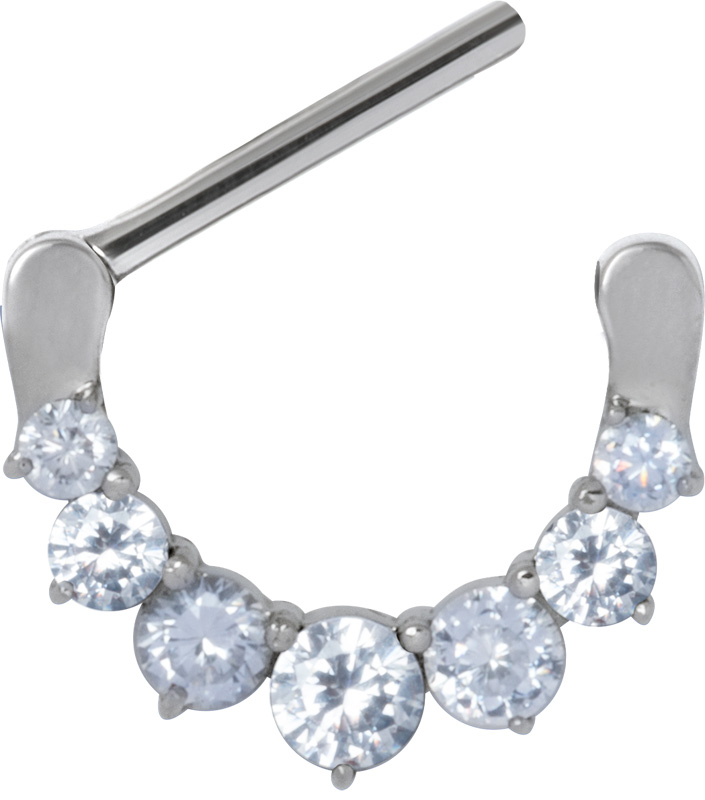 SS316L JEWELLED NIPPLE CLICKER SHIELD ( CZ PRONGS SETTING )