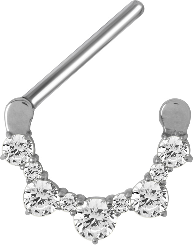SS316L JEWELLED NIPPLE CLICKER SHIELD ( CZ PRONGS SETTING )
