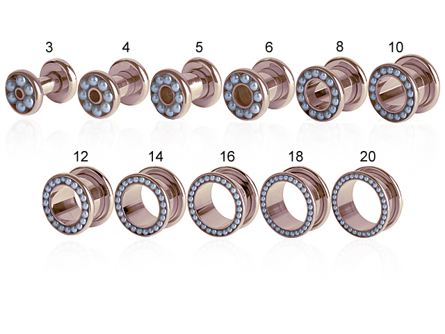 ROSEGOLD PVD SS316L PEARLS FLESH TUNNELS