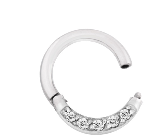 SS316L JEWELLED HINGED RING W. CZ (PAVE SETTING)