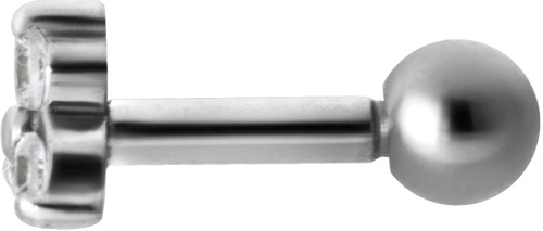 BARBELL W. TRIPLE RD CUBIC ZIRCONIA (PRONG SET)