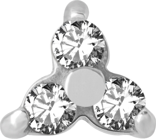 ATT. W. TRINITY PRONG SET CZ FOR BIOPLAST INTERNAL LABRET