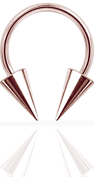SS316L ROSE GOLD MICRO CIRCULAR BARBELL W. CONES